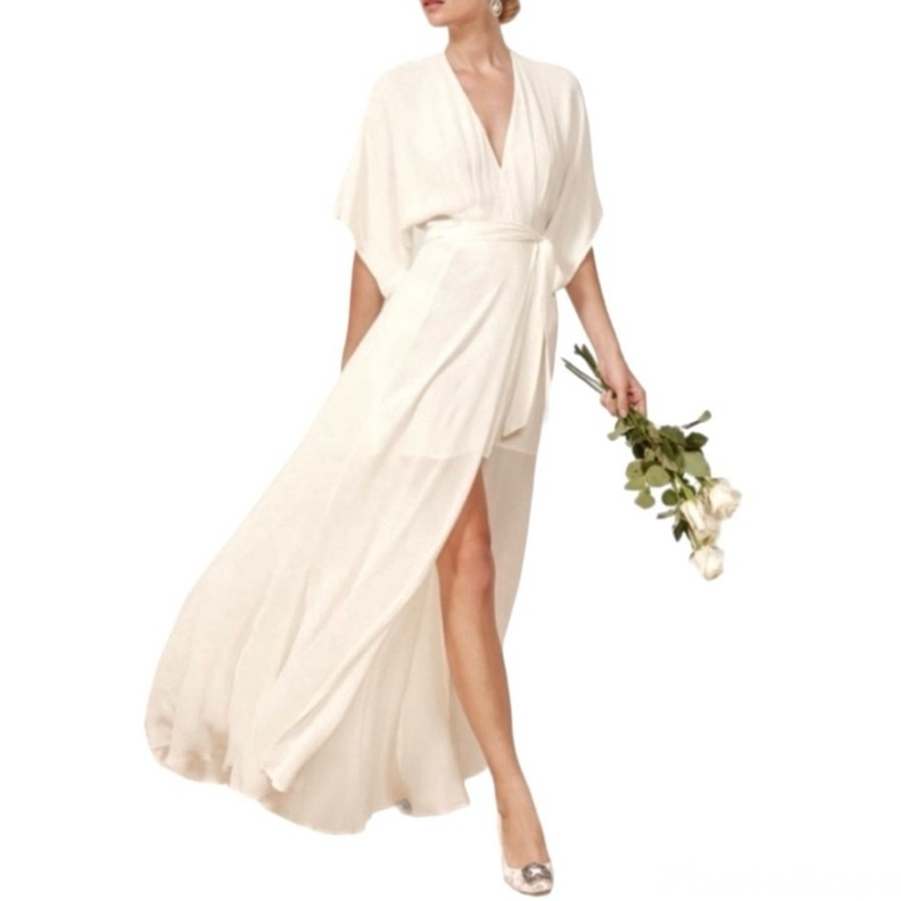 NEW REFORMATION IVORY WRAP MAXI DRESS
